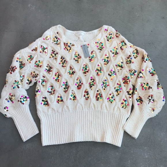 Anthropologie White Sequin Sweater - Picture 12 of 16